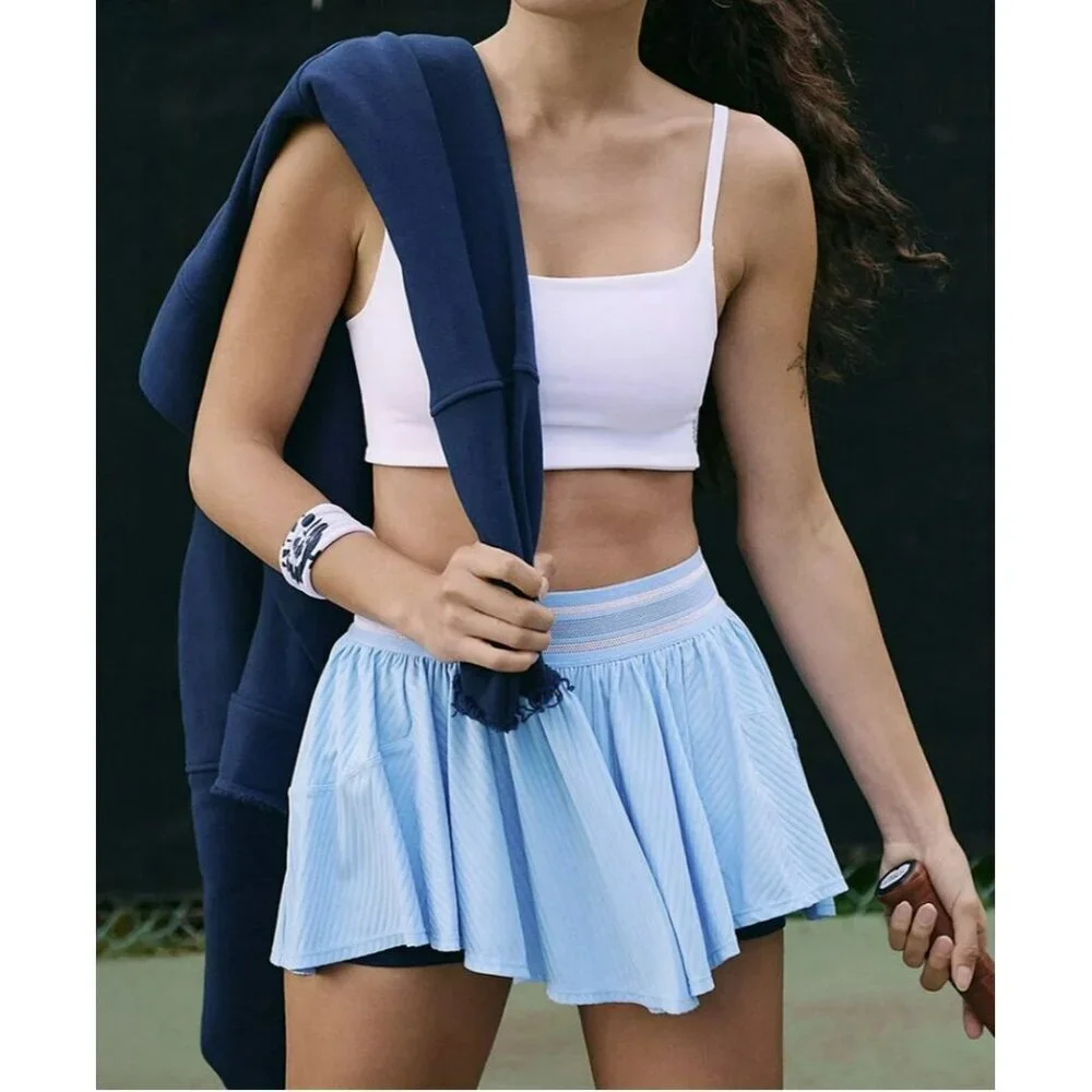Free People Sultry Skort Medium New Built in Pocket Shorts Blue